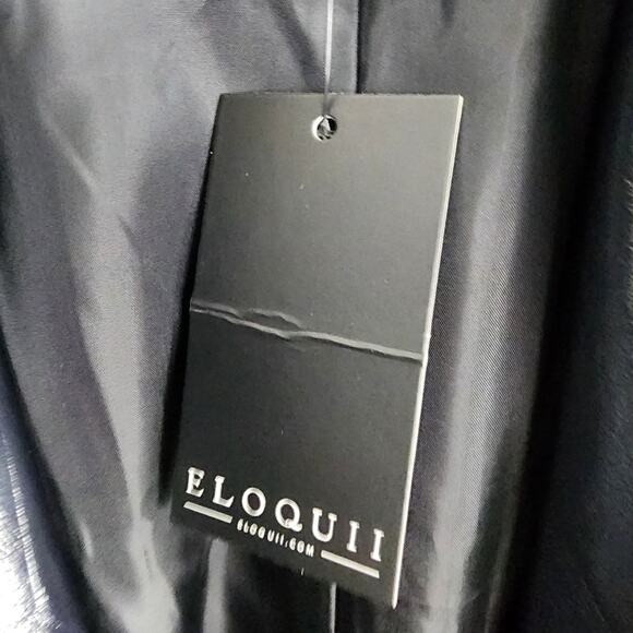 NWT Eloquii Faux Leather Longline Trenchcoat Black Double Breasted 14/16 - Picture 7 of 11